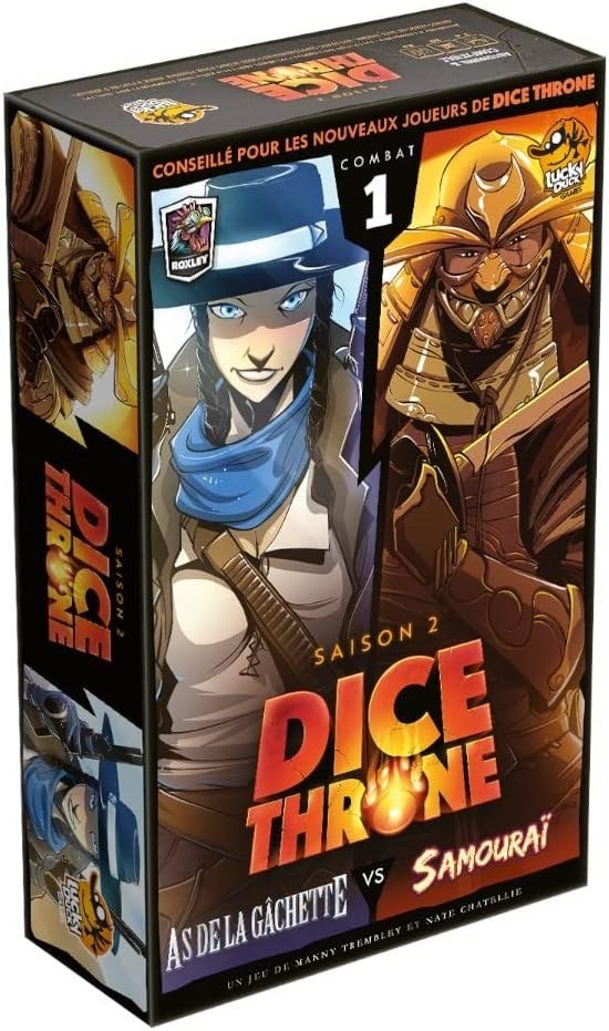 Dice Throne: Pistolero vs Samurái — la tiradora de élite con puntería pasiva contra el guerrero del honor que carga y no esquiva