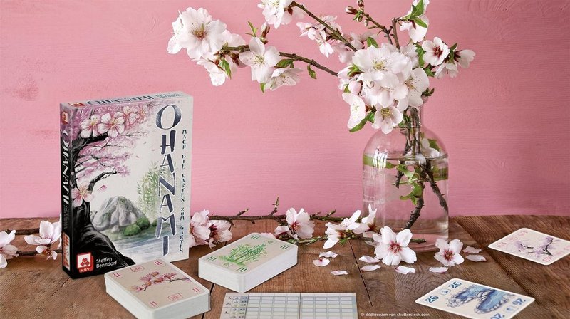 Ohanami: dos jardines por jugador, cartas de flores numeradas que solo se colocan en orden ascendente y el filler de cartas donde el jardín más vacío a veces gana