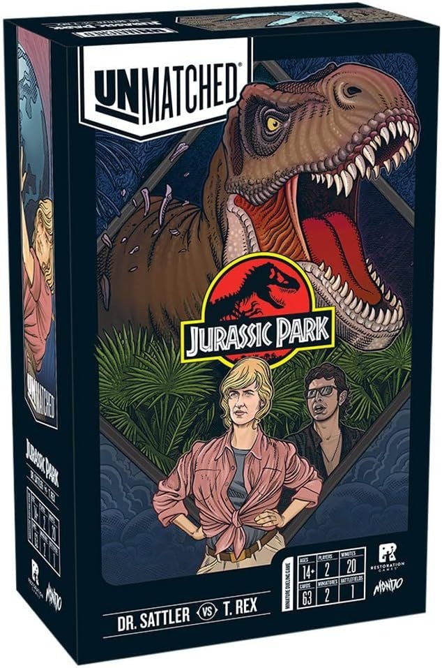 Unmatched: Jurassic Park — Dr. Sattler vs T-Rex — la científica que juega con el entorno contra el depredador más grande del tablero