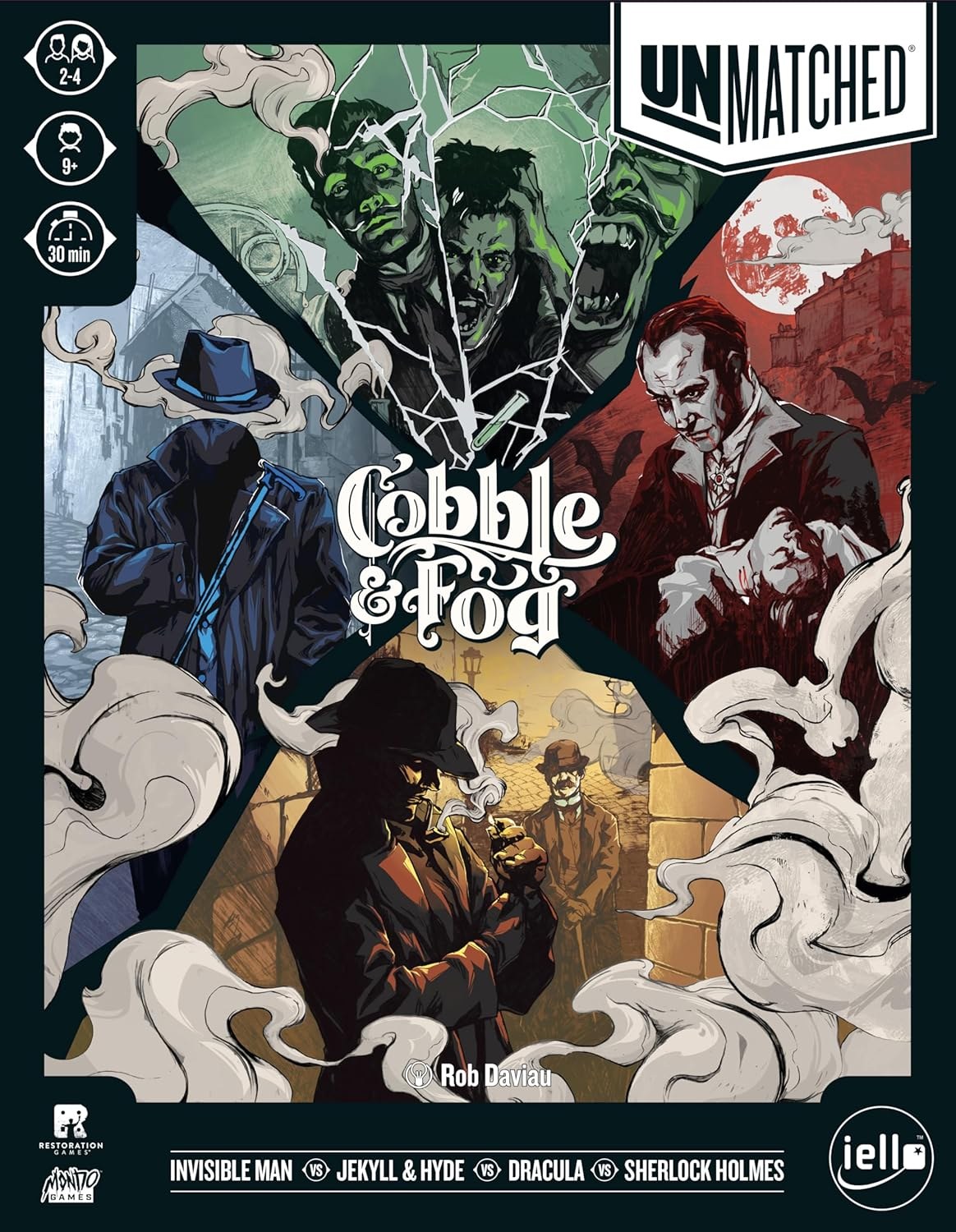 Unmatched: Cobble & Fog — Drácula, Sherlock Holmes, el Hombre Invisible y Jekyll & Hyde en el set más oscuro del sistema